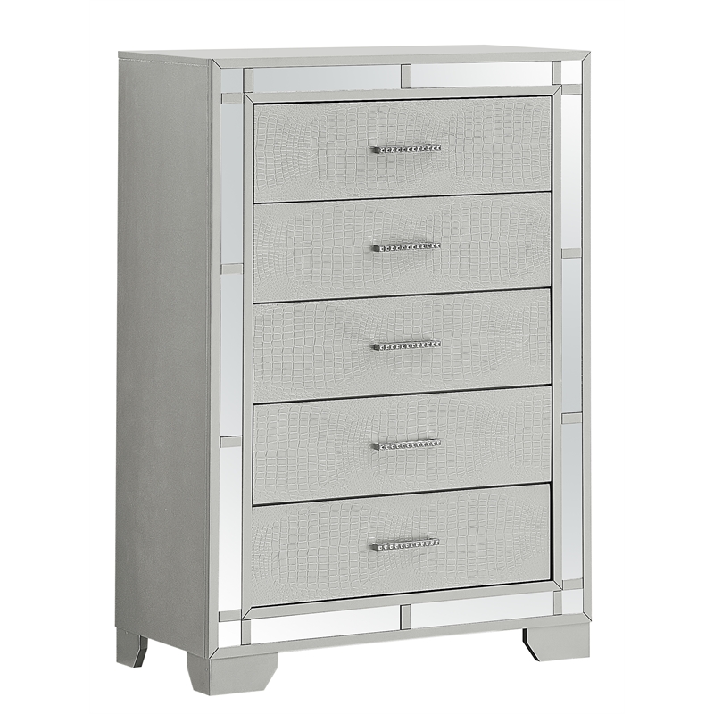 Glory Furniture 5 Drawer Chest Silver Champagne