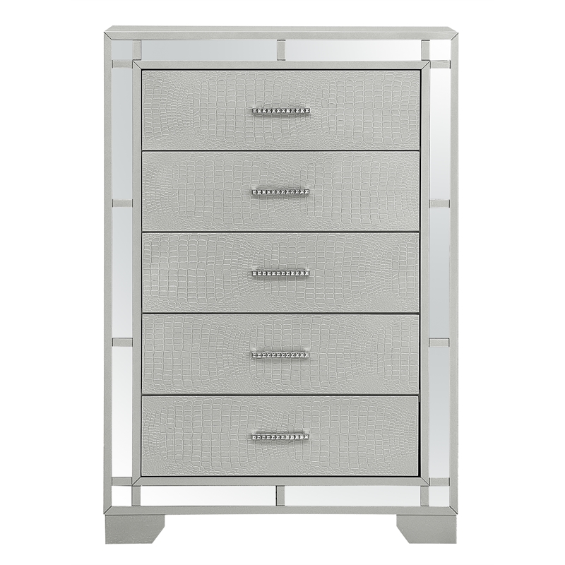 Glory Furniture 5 Drawer Chest Silver Champagne