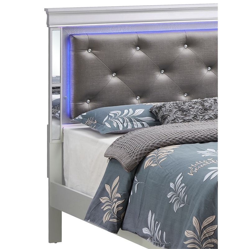 Glory Furniture Verona Full Size Wood Bed Silver Champagne