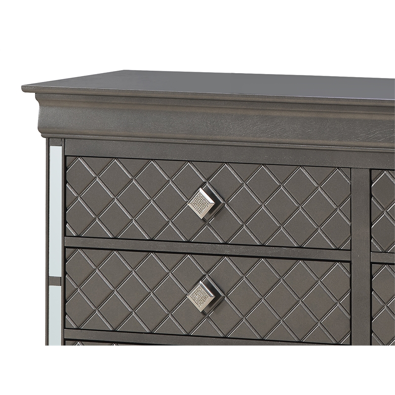 Glory Furniture Verona Wood 6 Drawer Dresser in Charcoal