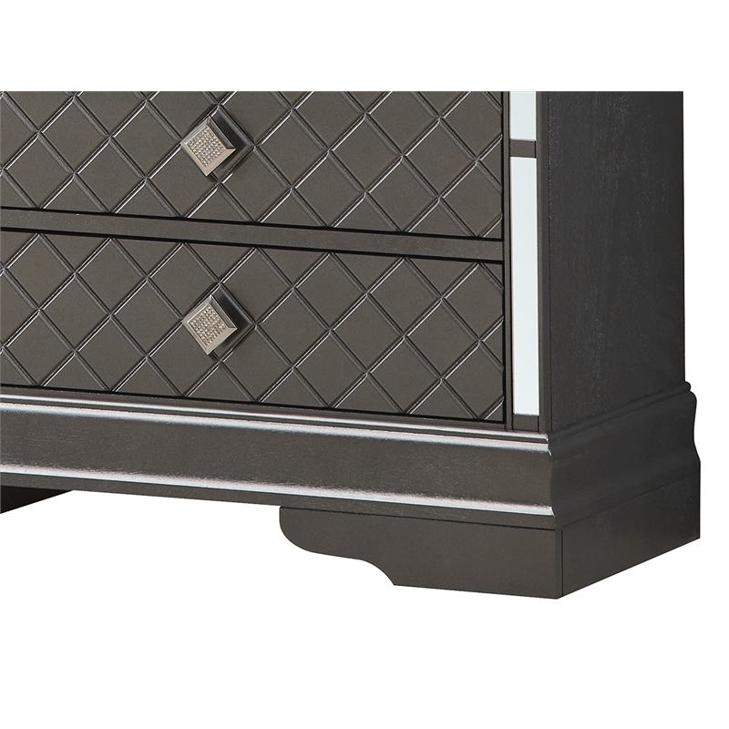 Glory Furniture Verona Wood 6 Drawer Dresser in Charcoal