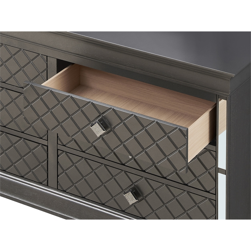 Glory Furniture Verona Wood 6 Drawer Dresser in Charcoal