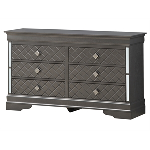 glory furniture verona wood 6 drawer dresser in charcoal