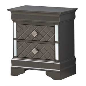 glory furniture verona wood 2 drawer nightstand in charcoal