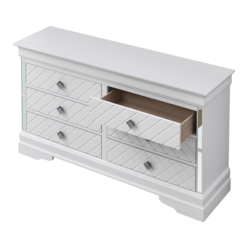 Glory Furniture Verona Wood 6-Drawers Bedroom Chest in White Pearlescent