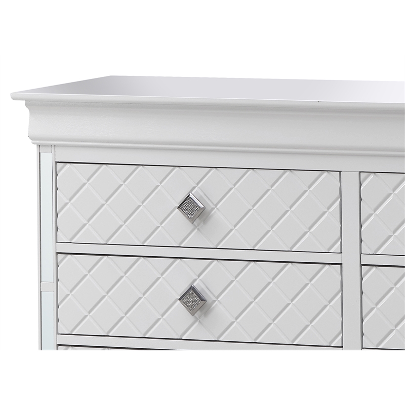 Glory Furniture Verona Wood 6-Drawers Bedroom Chest in White Pearlescent