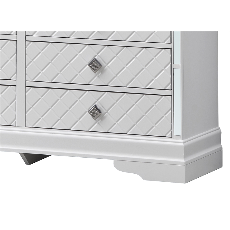 Glory Furniture Verona Wood 6-Drawers Bedroom Chest in White Pearlescent