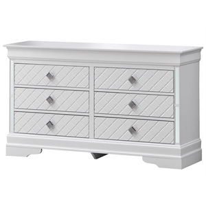 Glory Furniture Verona Wood 6-Drawers Bedroom Chest in White Pearlescent