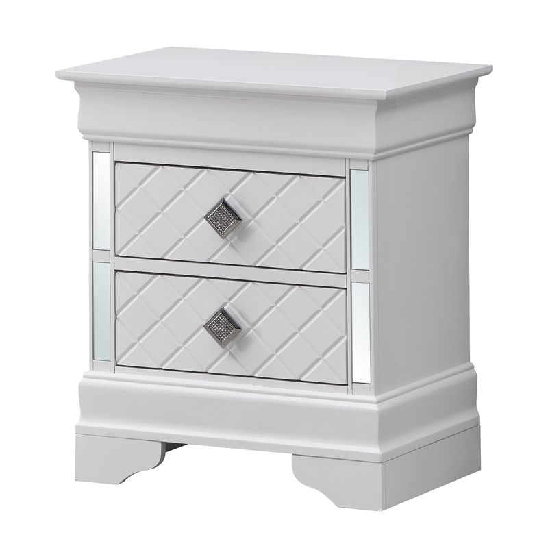Glory Furniture Verona Wood 2 Drawer Nightstand White