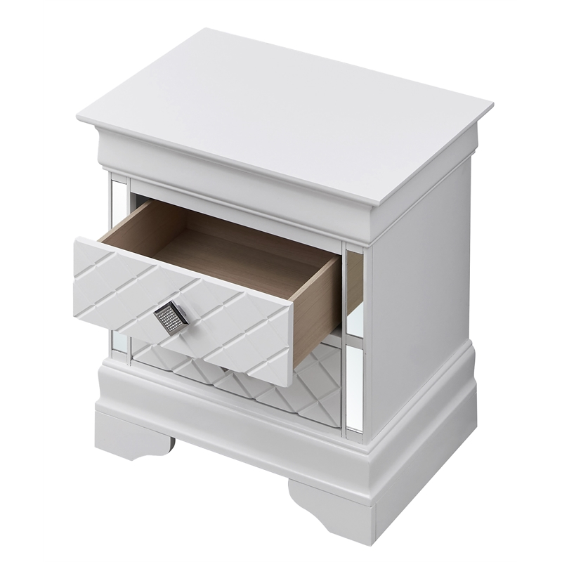 Glory Furniture Verona Wood 2 Drawer Nightstand White