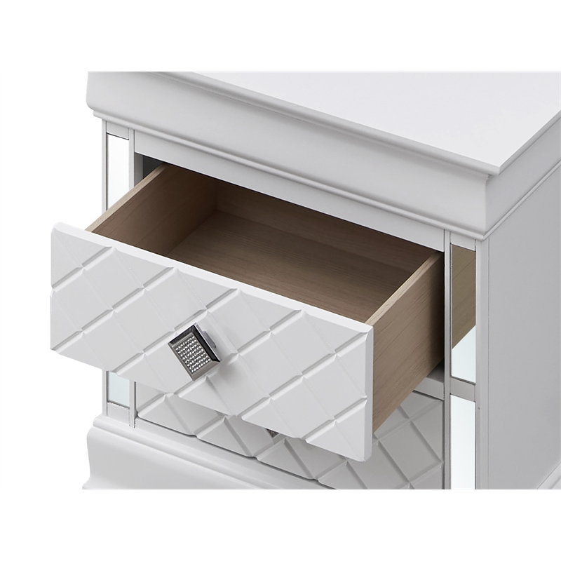Glory Furniture Verona Wood 2 Drawer Nightstand White