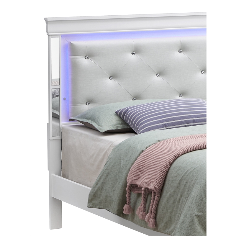Glory Furniture Verona King Size Wood Bed White Pearlescent