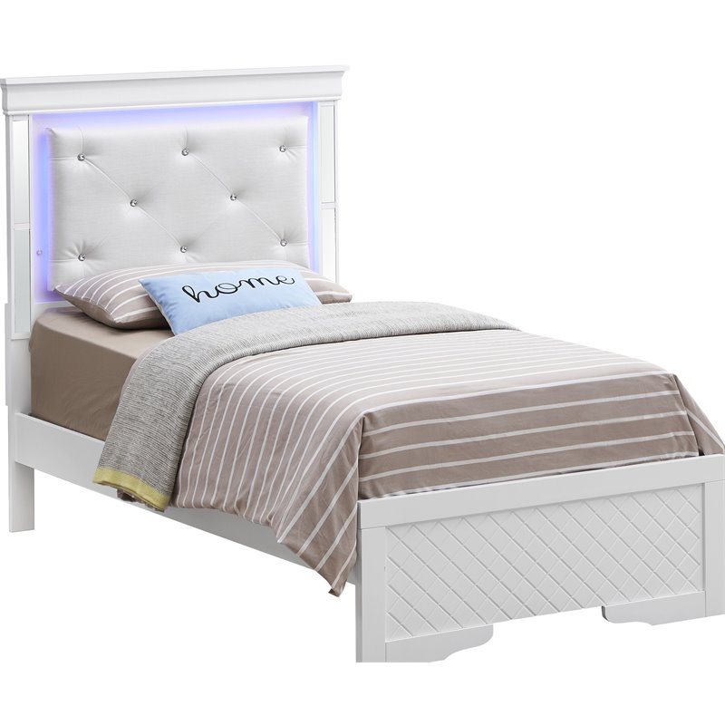Glory Furniture Verona Wood Twin Size Bed White Pearlescent