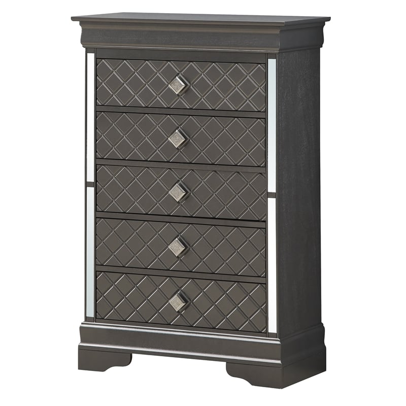 Glory Furniture Verona 5-Drawers Bedroom Chest in Charcoal