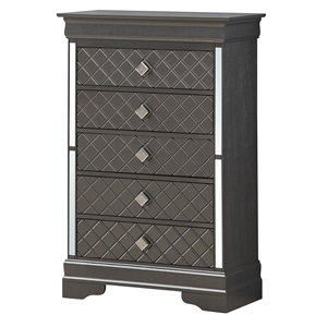 glory furniture verona 5 drawer wood chest in charcoal