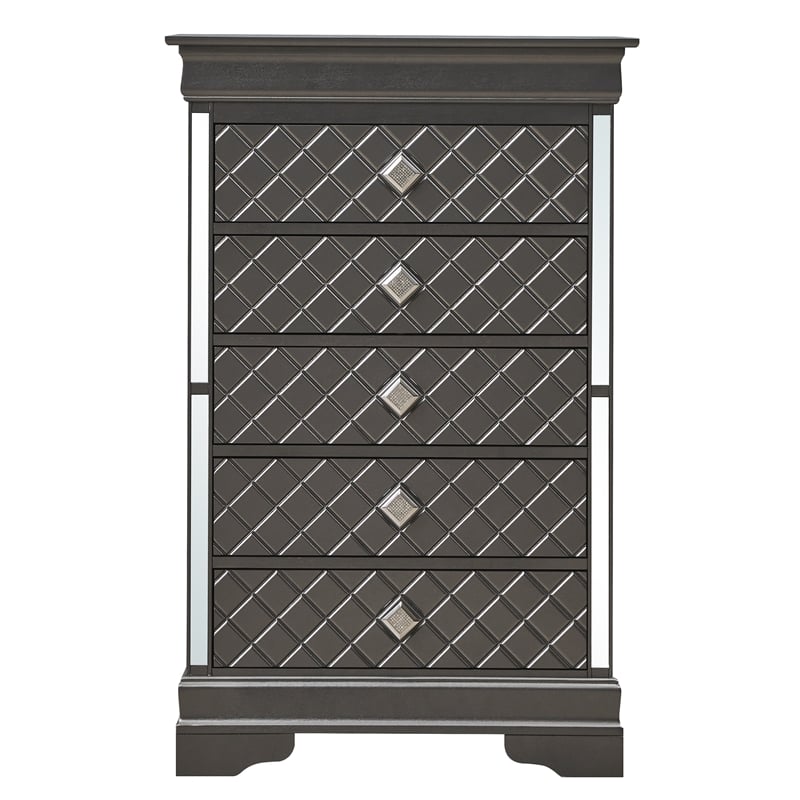 Glory Furniture Verona 5-Drawers Bedroom Chest in Charcoal