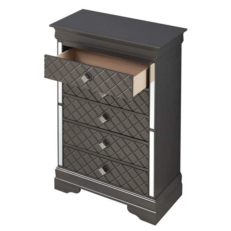 Glory Furniture Verona 5-Drawers Bedroom Chest in Charcoal