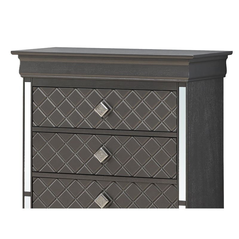 Glory Furniture Verona 5-Drawers Bedroom Chest in Charcoal