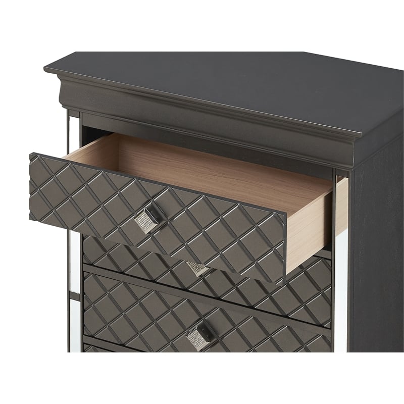 Glory Furniture Verona 5-Drawers Bedroom Chest in Charcoal