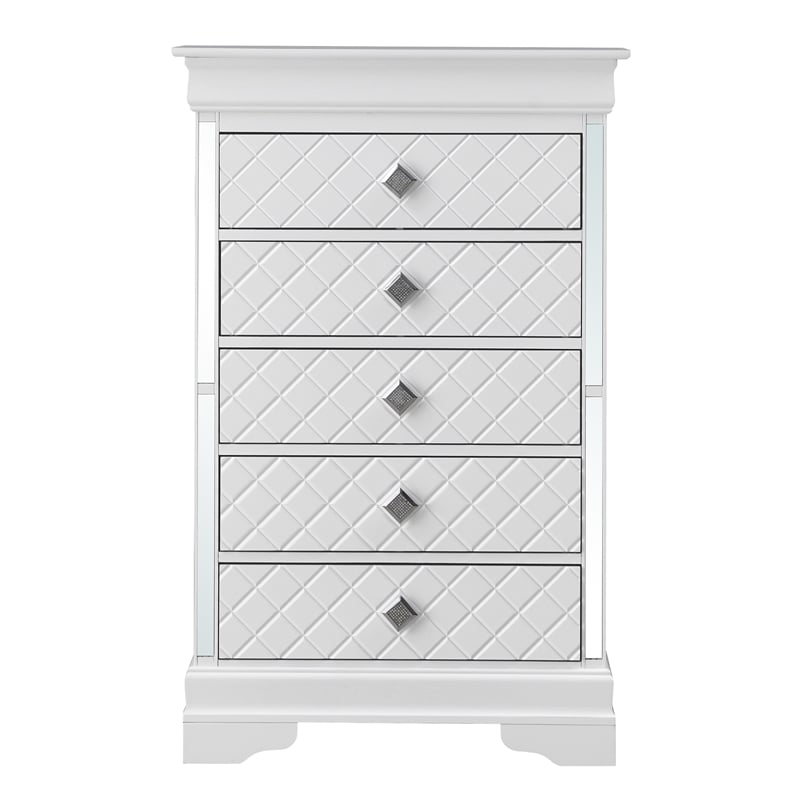 Glory Furniture Verona Wood 5-Drawers Bedroom Chest White