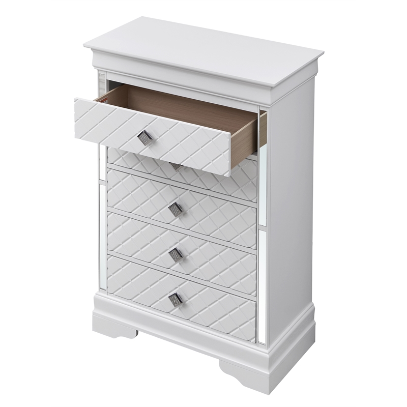 Glory Furniture Verona Wood 5-Drawers Bedroom Chest White