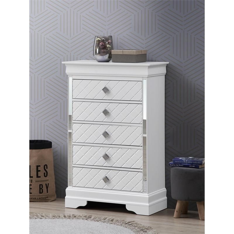 Glory Furniture Verona Wood 5-Drawers Bedroom Chest White