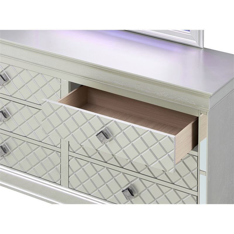 Glory Furniture Verona 6-Drawers Bedroom Chest in Silver Champagne