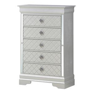 Glory Furniture Verona 5 Drawer Chest Silver Champagne