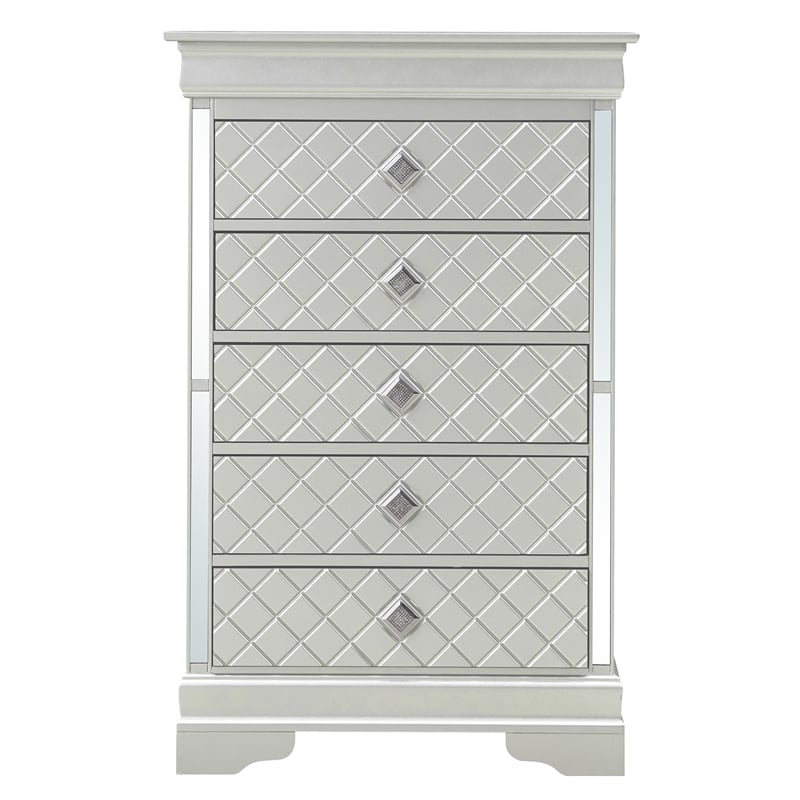Glory Furniture Verona 5 Drawer Chest Silver Champagne