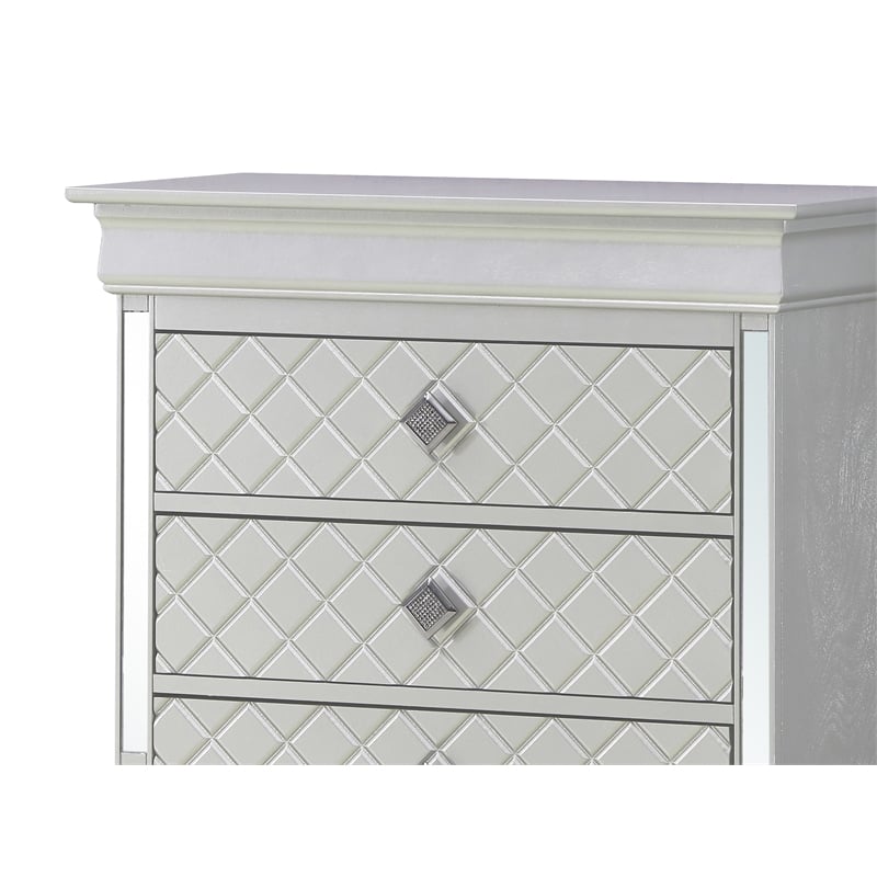Glory Furniture Verona 5 Drawer Chest Silver Champagne