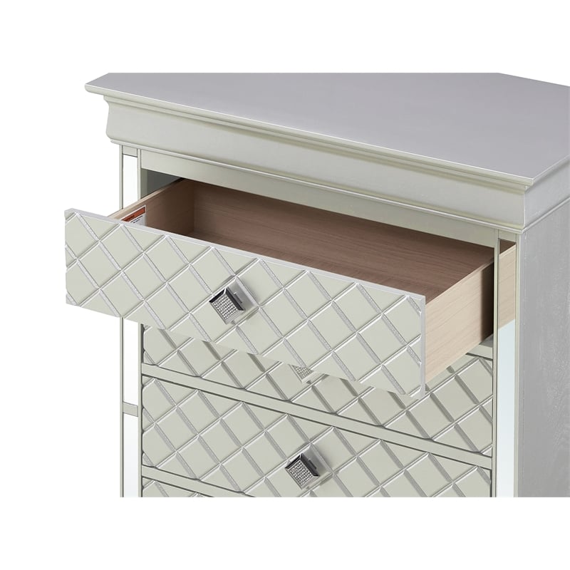 Glory Furniture Verona 5 Drawer Chest Silver Champagne