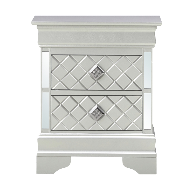 Glory Furniture Verona 2 Drawer Wood Nightstand Silver Champagne