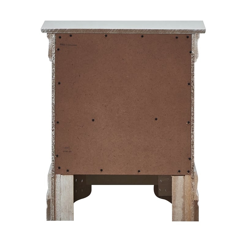 Glory Furniture Verona 2 Drawer Wood Nightstand Silver Champagne