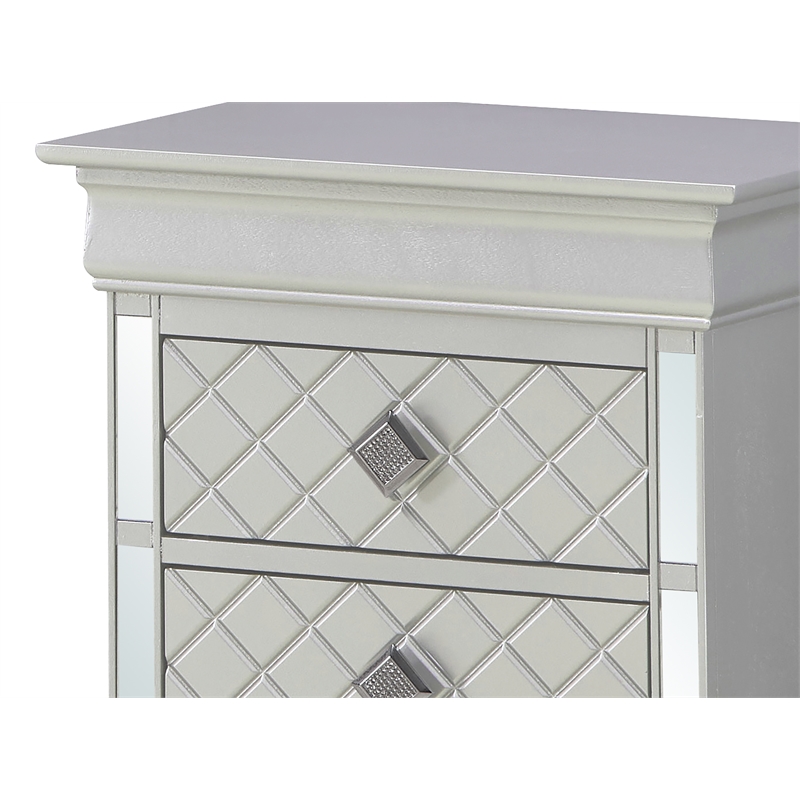 Glory Furniture Verona 2 Drawer Wood Nightstand Silver Champagne