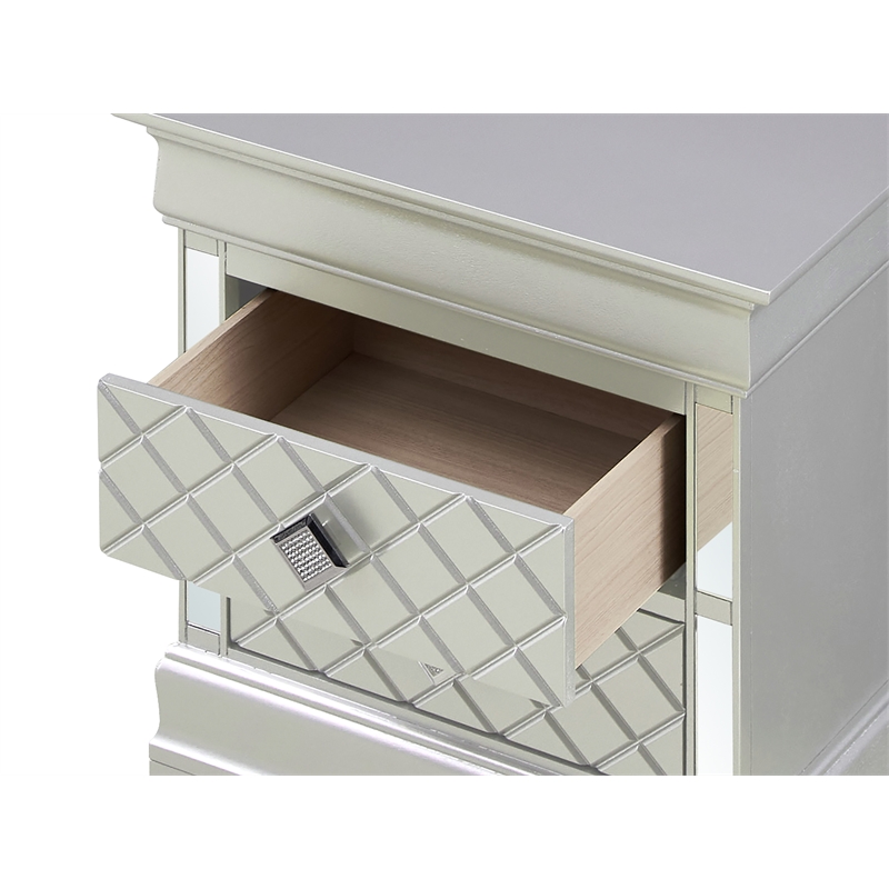 Glory Furniture Verona 2 Drawer Wood Nightstand Silver Champagne