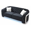 Glory Sapphire Black Velvet Sofa With LED Accent Lighting