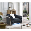 Glory Sapphire Velvet Upholstered Chair w/LED Accent Lighting in Black