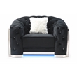 Glory Sapphire Velvet Upholstered Chair w/LED Accent Lighting in Black