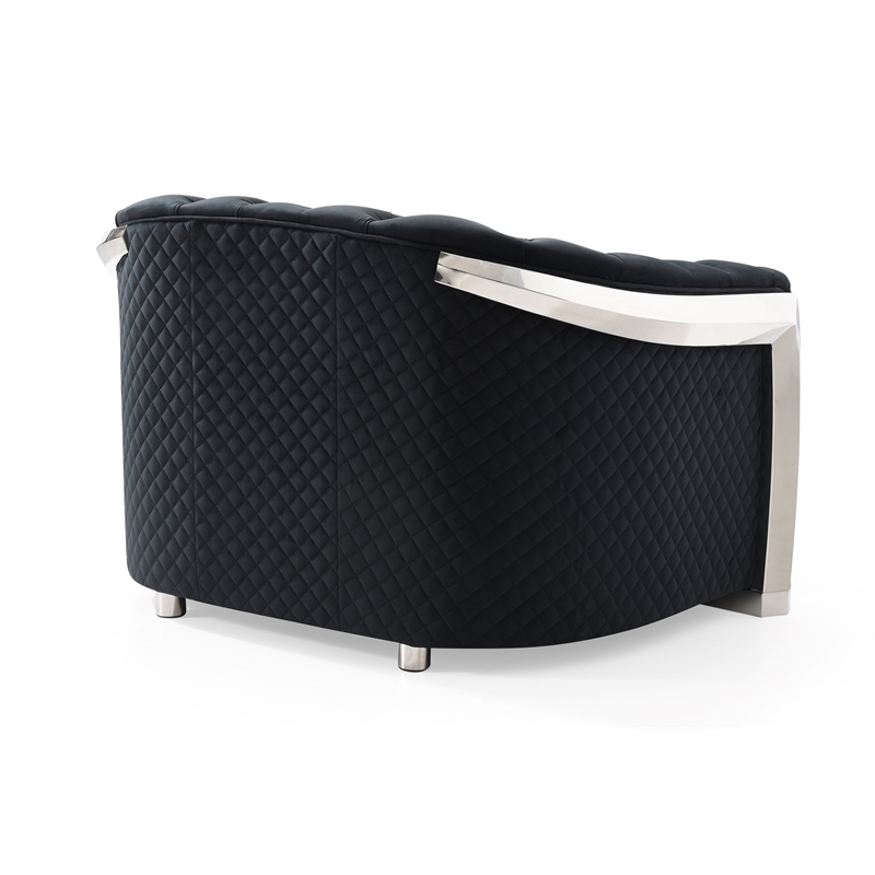 Glory Sapphire Velvet Upholstered Chair w/LED Accent Lighting in Black