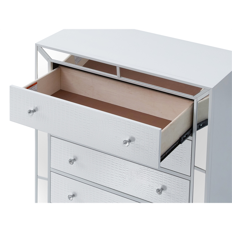 Glory Furniture Hollywood Hills 5-Drawers Bedroom Chest in White