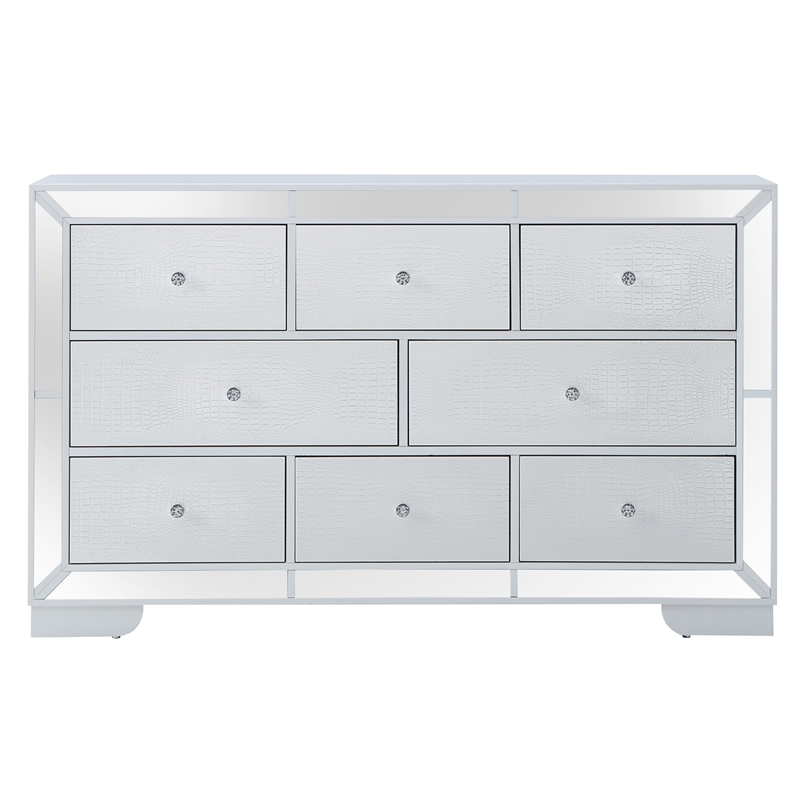 Glory Furniture Hollywood Hills 8-Drawers Bedroom Dresser in White