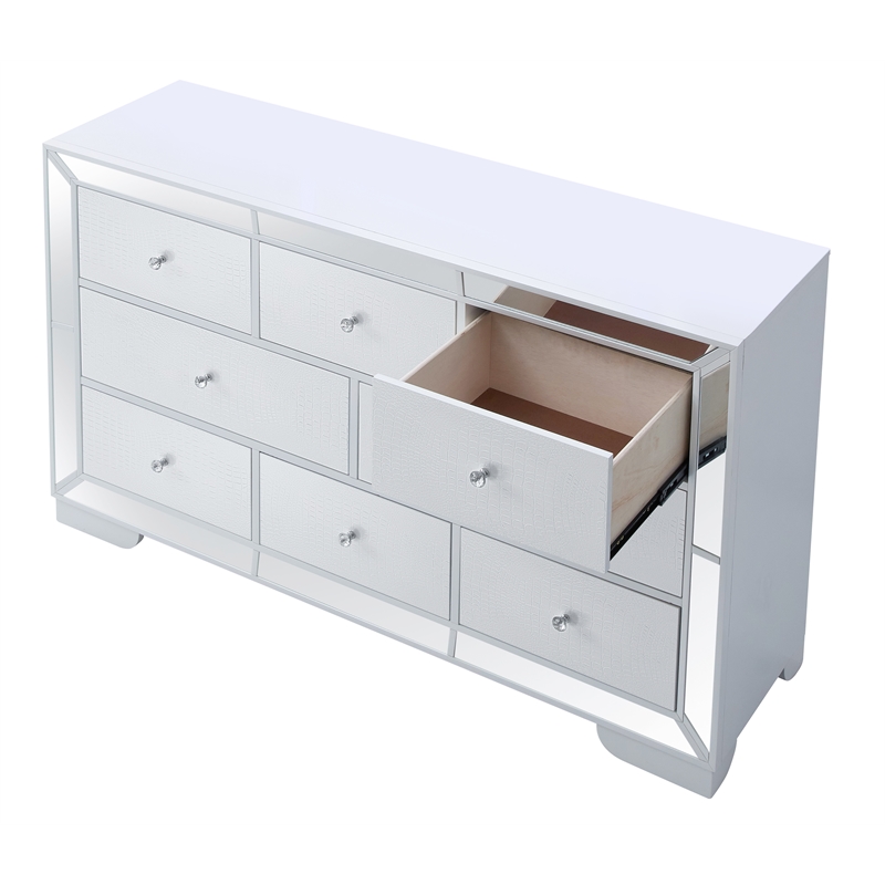 Glory Furniture Hollywood Hills 8-Drawers Bedroom Dresser in White