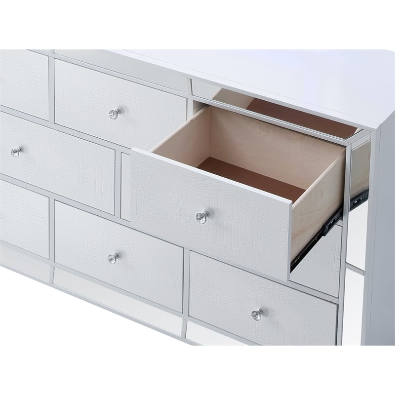Glory Furniture Hollywood Hills 8-Drawers Bedroom Dresser in White