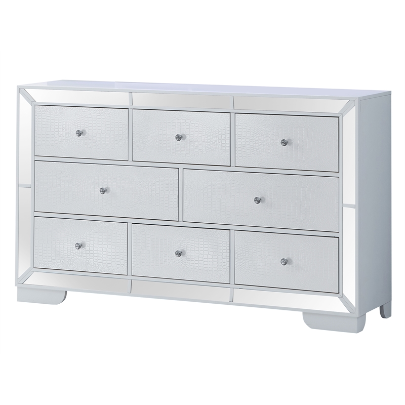 Glory Furniture Hollywood Hills 8-Drawers Bedroom Dresser in White