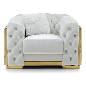 Glory Furniture Lexi 19&quotH Modern Velvet Upholstered Accent Chair in Ivory/Gold