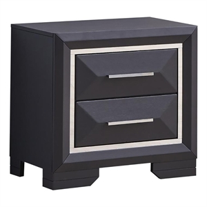 glory furniture liverpool 2-drawer contemporary wood veneer nightstand in black