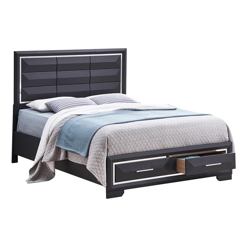 Glory Furniture Liverpool Contemporary Wood Veneer King Storage Bed in Black