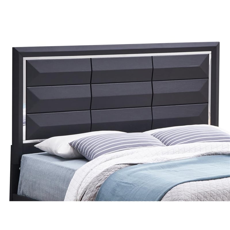 Glory Furniture Liverpool Contemporary Wood Veneer Queen Storage Bed in Black