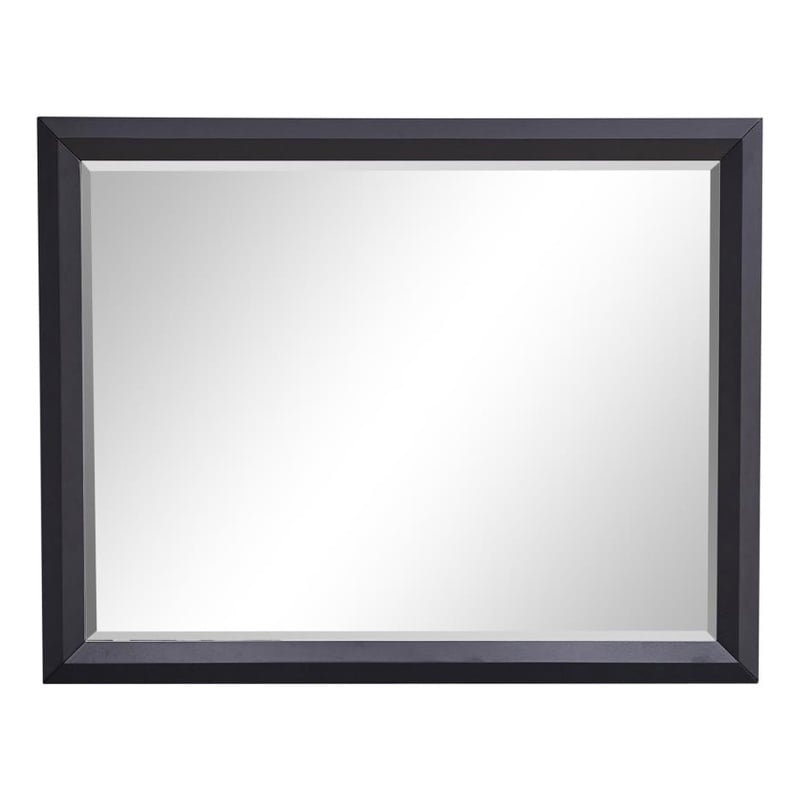 Glory Furniture Liverpool Contemporary Wood Veneer & Glass Mirror in Black