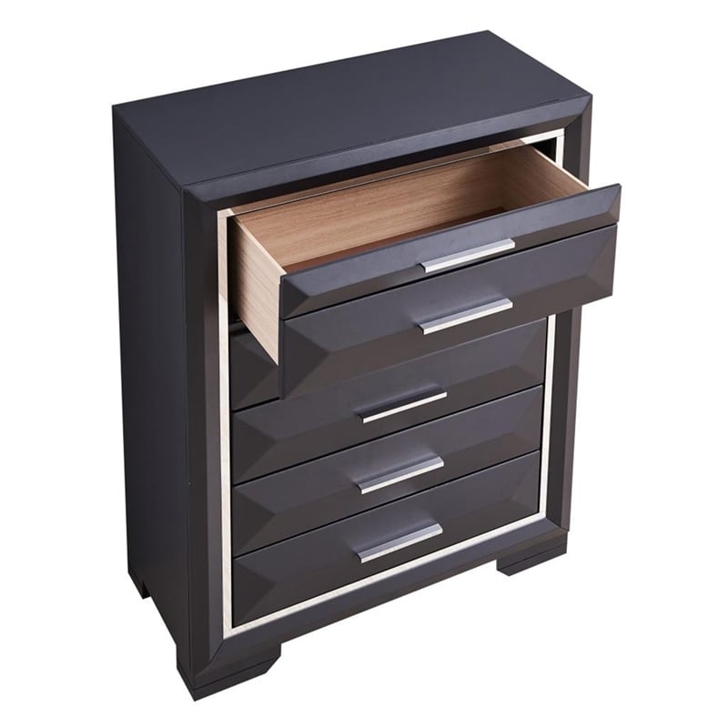 Glory Furniture Liverpool 5-Drawers Bedroom Chest in Black
